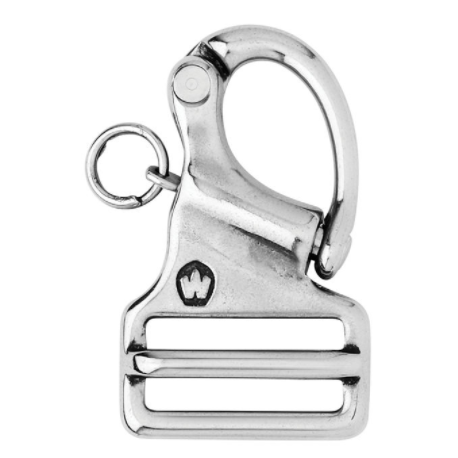 Snap hook with fixed eye - For 20 mm webbing - Length: 44 mm