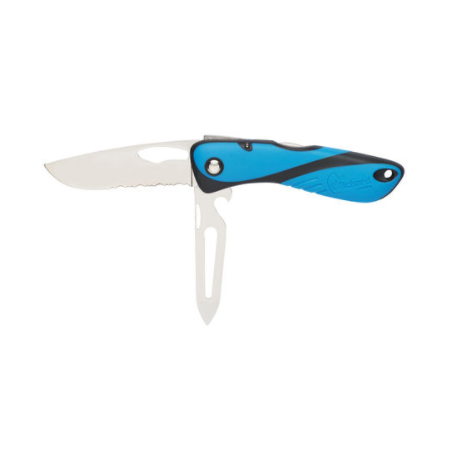 Couteau Offshore - Lame crantée + démanilleur / epissoir - Bleu