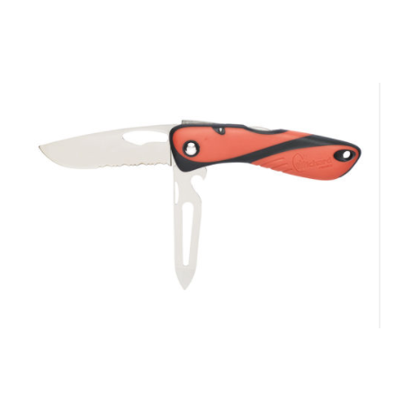 Couteau Offshore - Lame crantée + démanilleur / epissoir - Orange