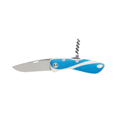 Couteau Aquaterre - Lame simple lisse tire-bouchon - Bleu
